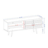 Liberty 62.99" Mid-Century Modern TV Stand in Rustic Brown and Aqua Blue - Ornate Home
