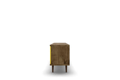 Liberty 62.99" Mid-Century Modern TV Stand in Rustic Brown and Yellow - Ornate Home
