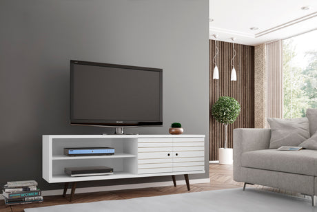 Liberty 62.99" Mid-Century Modern TV Stand in White - Ornate Home