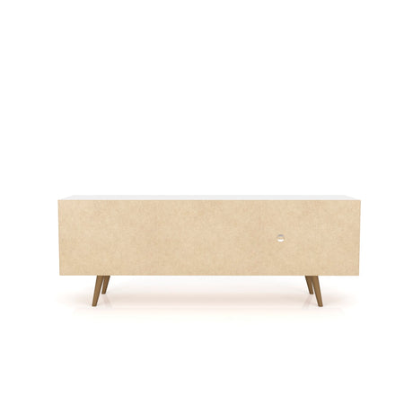 Liberty 62.99" Mid-Century Modern TV Stand in White and 3D Brown Prints - Ornate Home