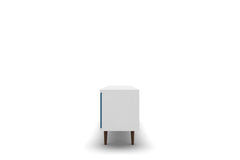 Liberty 62.99" Mid-Century Modern TV Stand in White and Aqua Blue - Ornate Home