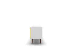 Liberty 62.99" Mid-Century Modern TV Stand in White and Yellow - Ornate Home