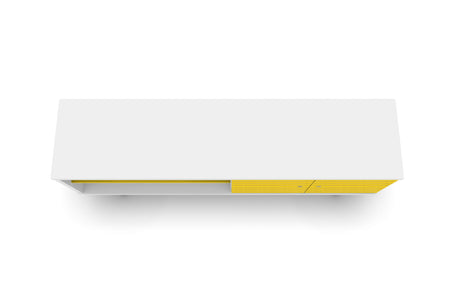 Liberty 62.99" Mid-Century Modern TV Stand in White and Yellow - Ornate Home