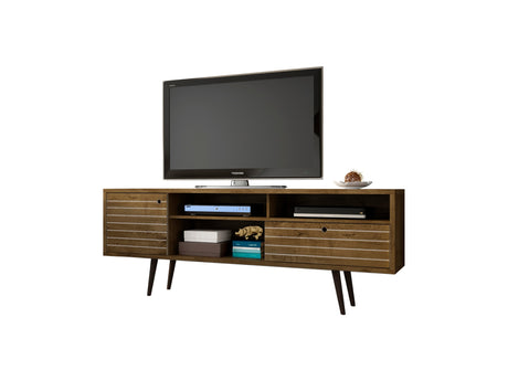 Liberty 70.86" Mid-Century Modern TV Stand in Rustic Brown - Ornate Home