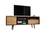 Liberty 70.86" Mid-Century Modern TV Stand in Rustic Brown and 3D Brown Prints - Ornate Home