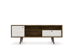 Liberty 70.86" Mid-Century Modern TV Stand in Rustic Brown and White - Ornate Home