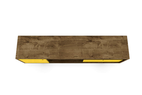 Liberty 70.86" Mid-Century Modern TV Stand in Rustic Brown and Yellow - Ornate Home