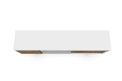 Liberty 70.86" Mid-Century Modern TV Stand in White and Rustic Brown - Ornate Home