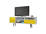 Liberty 70.86" Mid-Century Modern TV Stand in White and Yellow - Ornate Home