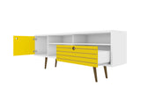Liberty 70.86" Mid-Century Modern TV Stand in White and Yellow - Ornate Home