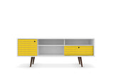 Liberty 70.86" Mid-Century Modern TV Stand in White and Yellow - Ornate Home