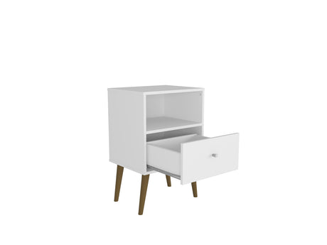 Liberty Mid-Century Modern Nightstand 1.0 in White - Ornate Home