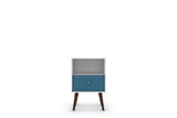 Liberty Mid-Century Modern Nightstand 1.0 in White and Aqua Blue - Ornate Home