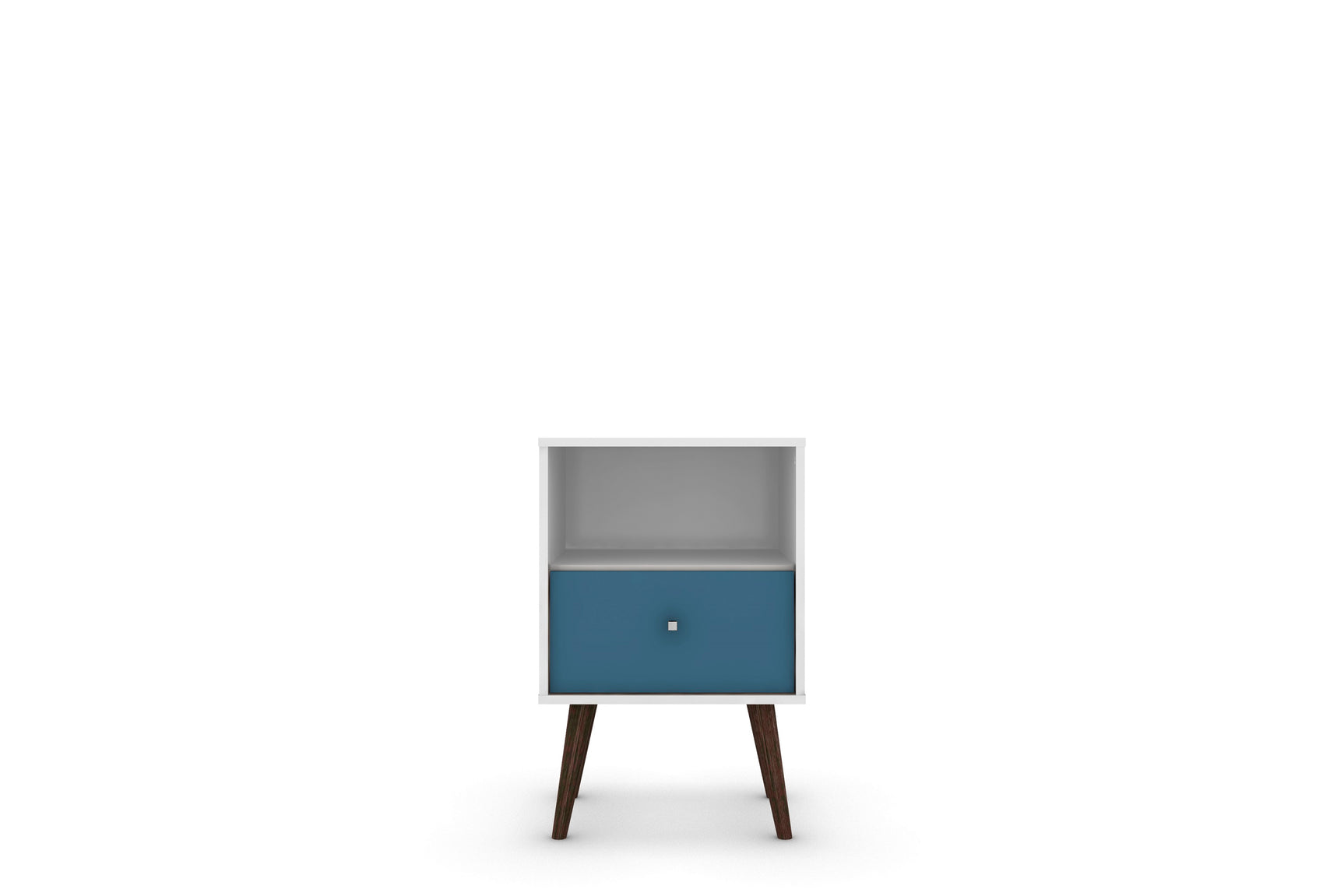 Liberty Mid-Century Modern Nightstand 1.0 in White and Aqua Blue - Ornate Home