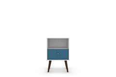Liberty Mid-Century Modern Nightstand 1.0 in White and Aqua Blue - Ornate Home