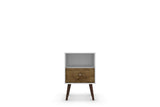 Liberty Mid-Century Modern Nightstand 1.0 in White and Rustic Brown - Ornate Home