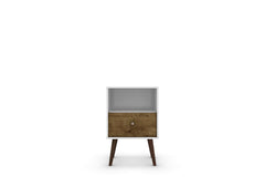 Liberty Mid-Century Modern Nightstand 1.0 in White and Rustic Brown - Ornate Home