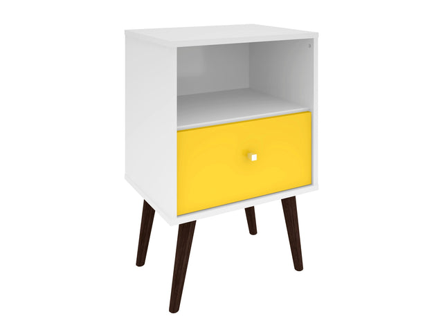 Liberty Mid-Century Modern Nightstand 1.0 in White and Yellow - Ornate Home