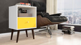 Liberty Mid-Century Modern Nightstand 1.0 in White and Yellow - Ornate Home