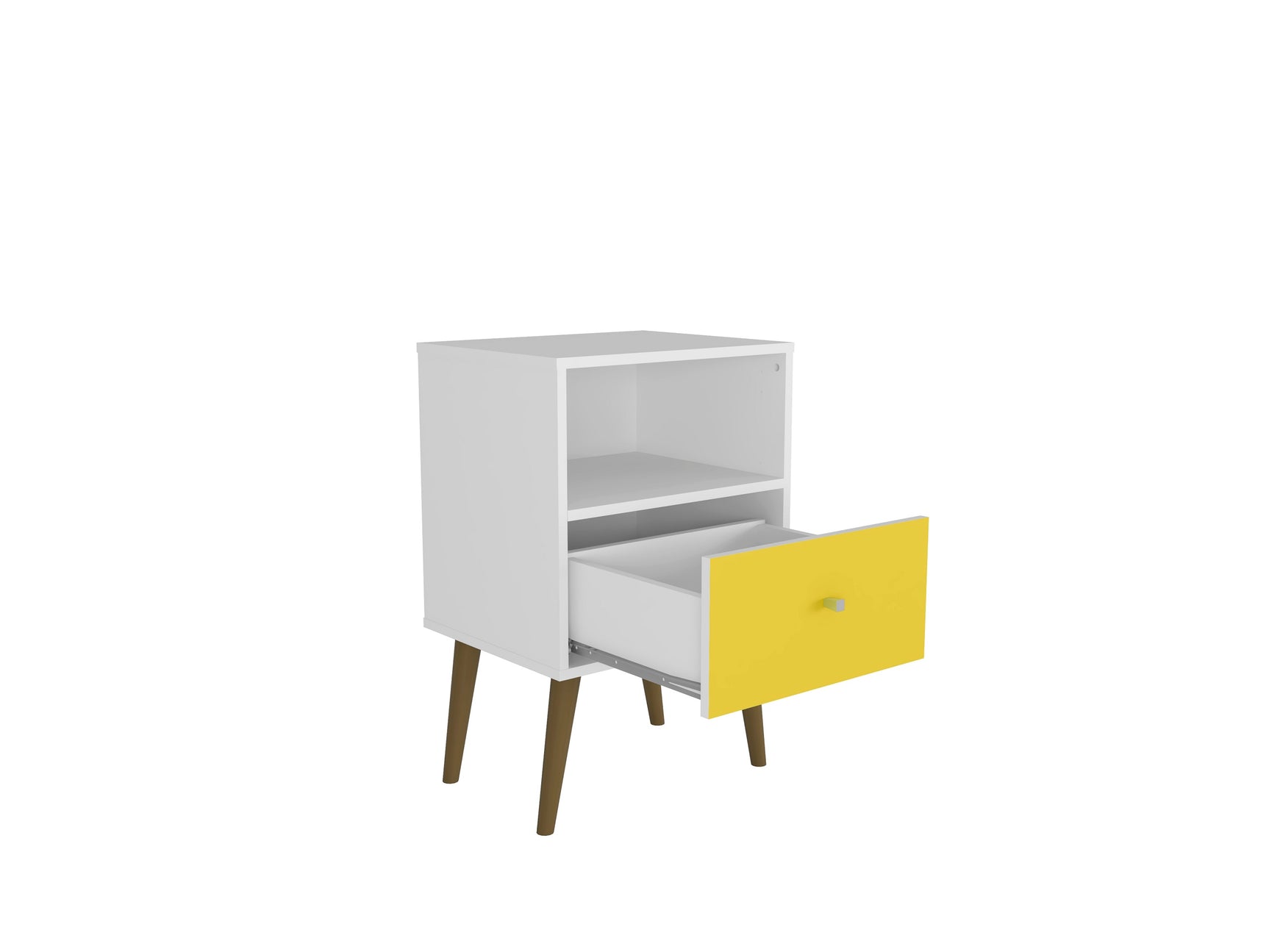 Liberty Mid-Century Modern Nightstand 1.0 in White and Yellow - Ornate Home