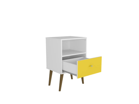 Liberty Mid-Century Modern Nightstand 1.0 in White and Yellow - Ornate Home