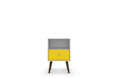 Liberty Mid-Century Modern Nightstand 1.0 in White and Yellow - Ornate Home