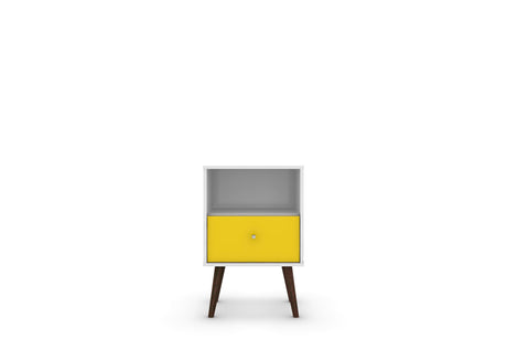 Liberty Mid-Century Modern Nightstand 1.0 in White and Yellow - Ornate Home