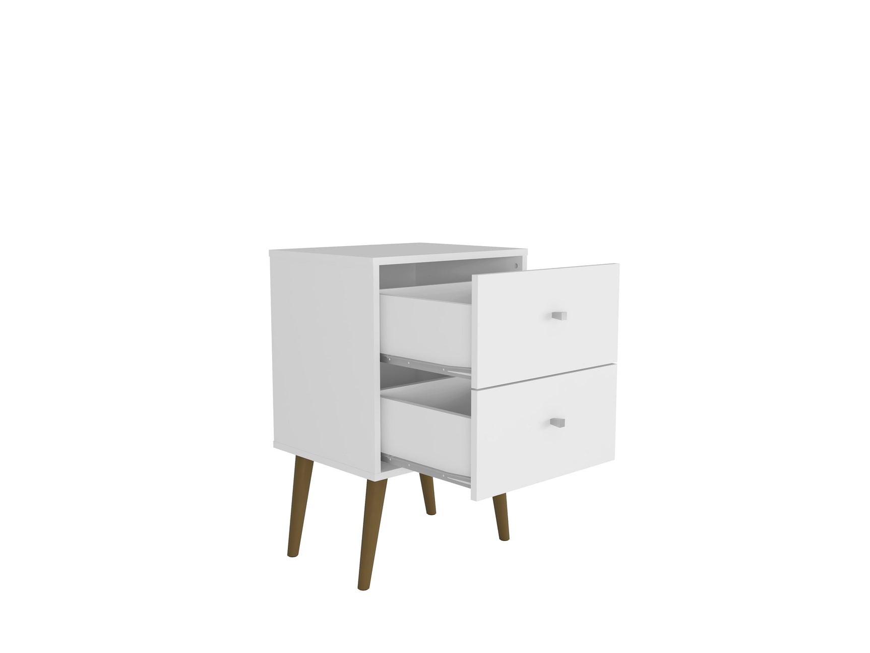 Liberty Mid-Century Modern Nightstand 2.0 in White - Ornate Home