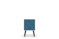 Liberty Mid-Century Modern Nightstand 2.0 in White and Aqua Blue - Ornate Home