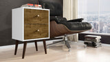 Liberty Mid-Century Modern Nightstand 2.0 in White and Rustic Brown - Ornate Home