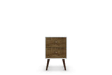 Liberty Mid-Century Modern Nightstand 2.0 in White and Rustic Brown - Ornate Home