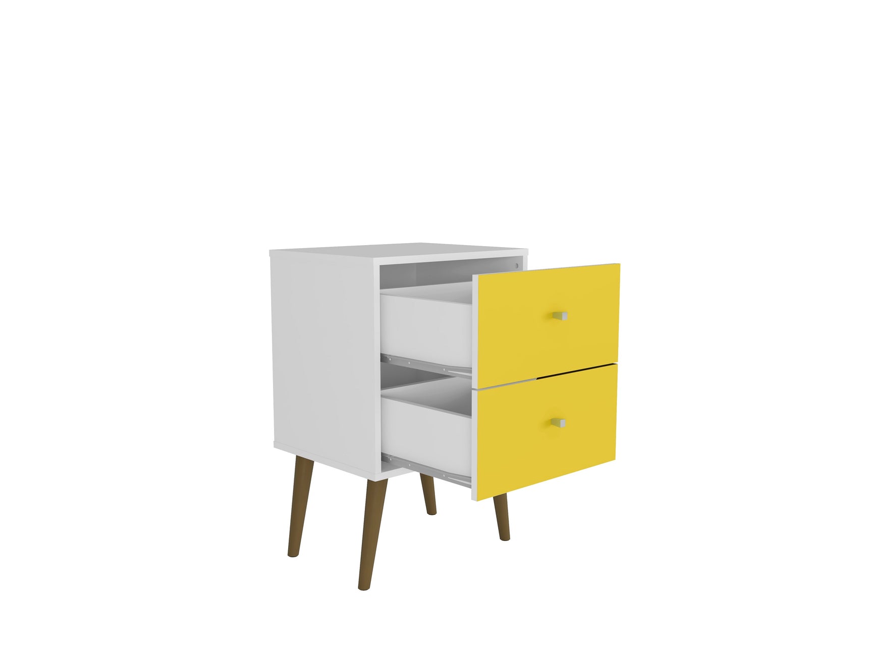 Liberty Mid-Century Modern Nightstand 2.0 in White and Yellow - Ornate Home