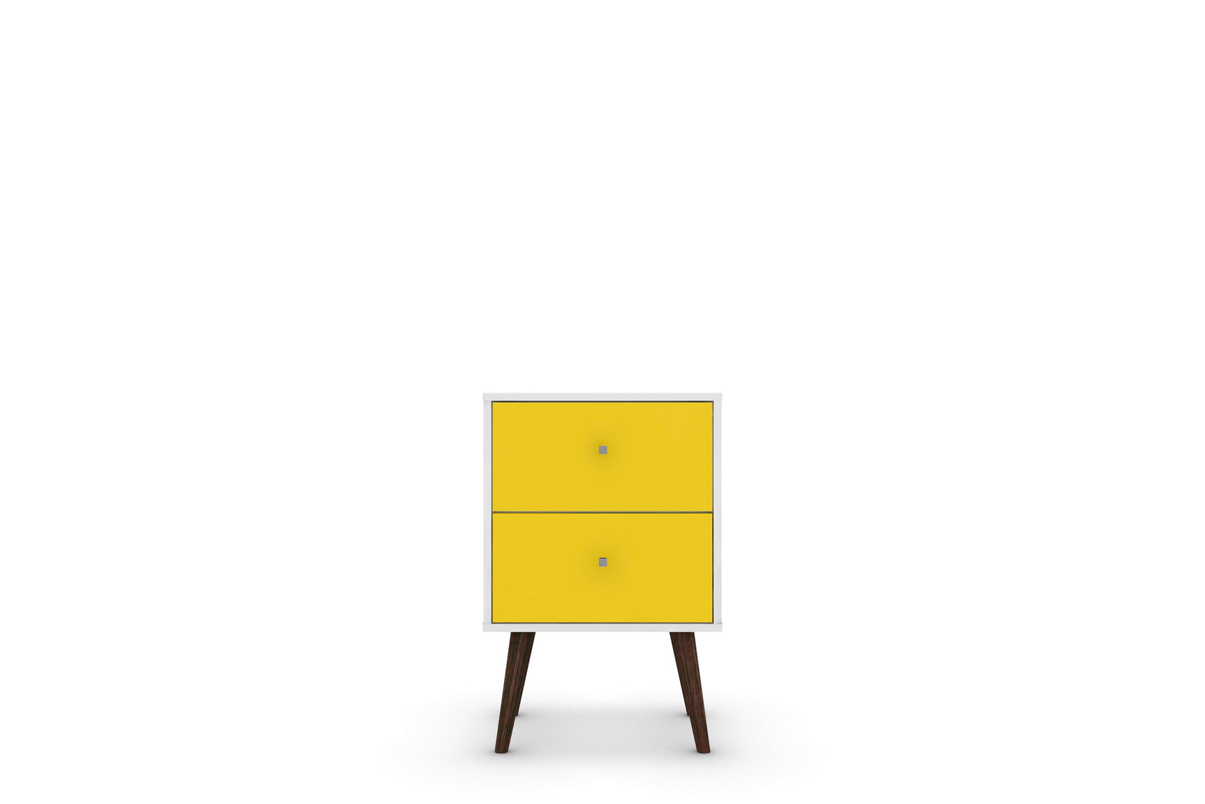 Liberty Mid-Century Modern Nightstand 2.0 in White and Yellow - Ornate Home