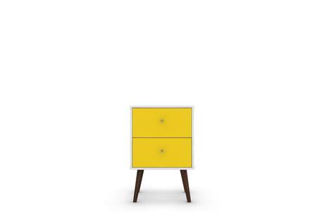 Liberty Mid-Century Modern Nightstand 2.0 in White and Yellow - Ornate Home