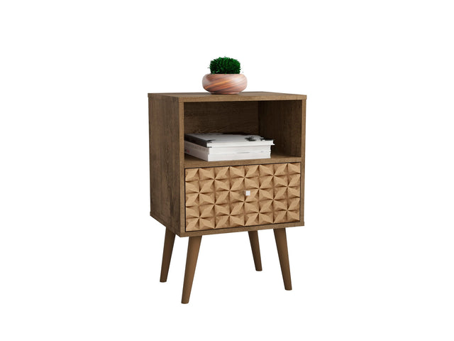 Liberty Nightstand 1.0 in Rustic Brown and 3D Brown Prints - Ornate Home
