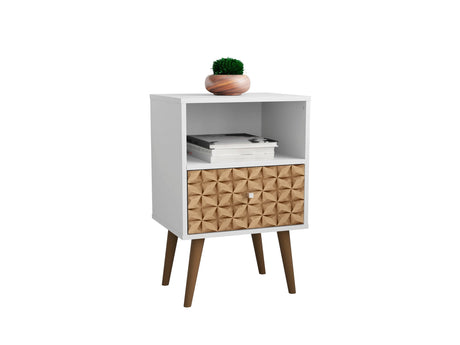 Liberty Nightstand 1.0 in White and 3D Brown Prints - Ornate Home