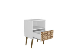 Liberty Nightstand 1.0 in White and 3D Brown Prints - Ornate Home