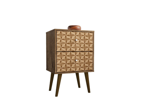 Liberty Nightstand 2.0 in Rustic Brown and 3D Brown Prints - Ornate Home