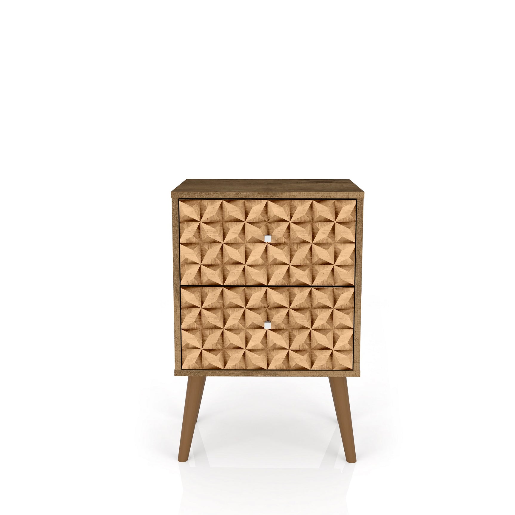 Liberty Nightstand 2.0 in Rustic Brown and 3D Brown Prints - Ornate Home