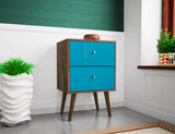 Liberty Nightstand 2.0 in Rustic Brown and Aqua Blue - Ornate Home