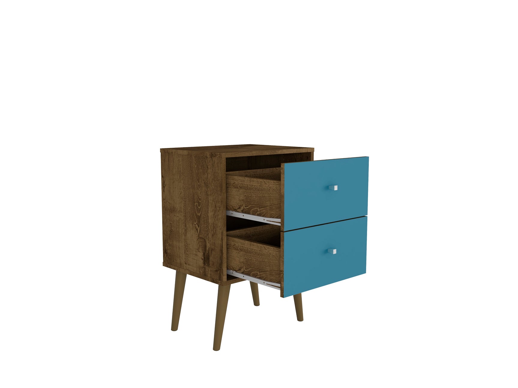 Liberty Nightstand 2.0 in Rustic Brown and Aqua Blue - Ornate Home