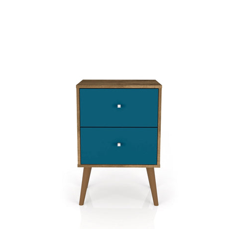 Liberty Nightstand 2.0 in Rustic Brown and Aqua Blue - Ornate Home