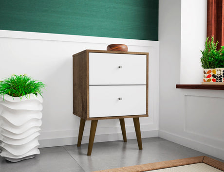 Liberty Nightstand 2.0 in Rustic Brown and White - Ornate Home