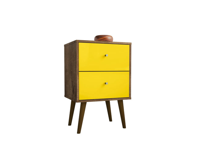 Liberty Nightstand 2.0 in Rustic Brown and Yellow - Ornate Home