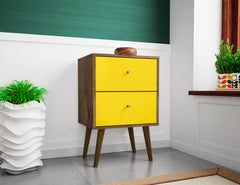 Liberty Nightstand 2.0 in Rustic Brown and Yellow - Ornate Home