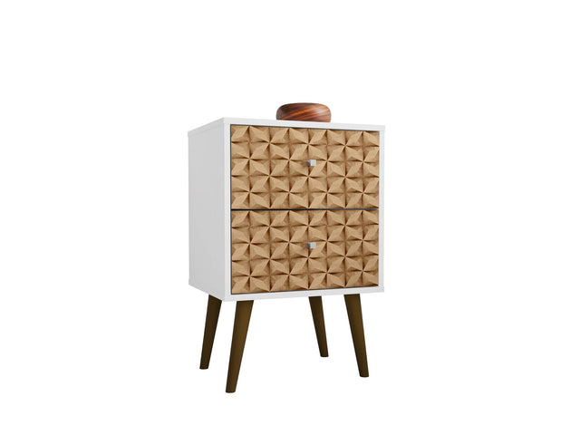 Liberty Nightstand 2.0 in White and 3D Brown Prints - Ornate Home