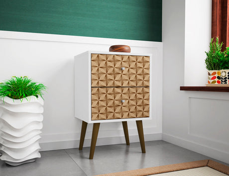 Liberty Nightstand 2.0 in White and 3D Brown Prints - Ornate Home