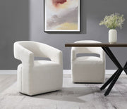 Libni Cream Arm Chair w/Swivel Casters - Ornate Home
