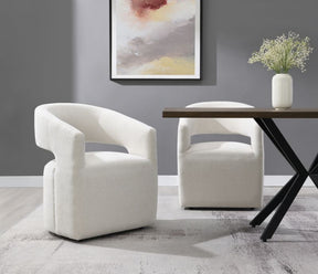 Libni Cream Arm Chair w/Swivel Casters - Ornate Home