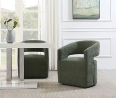 Libni Green Arm Chair w/Swivel Casters - Ornate Home